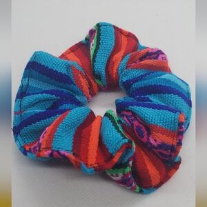 Peruvian Vibrant Multicolor Woven/Manta Hair Scrunchie